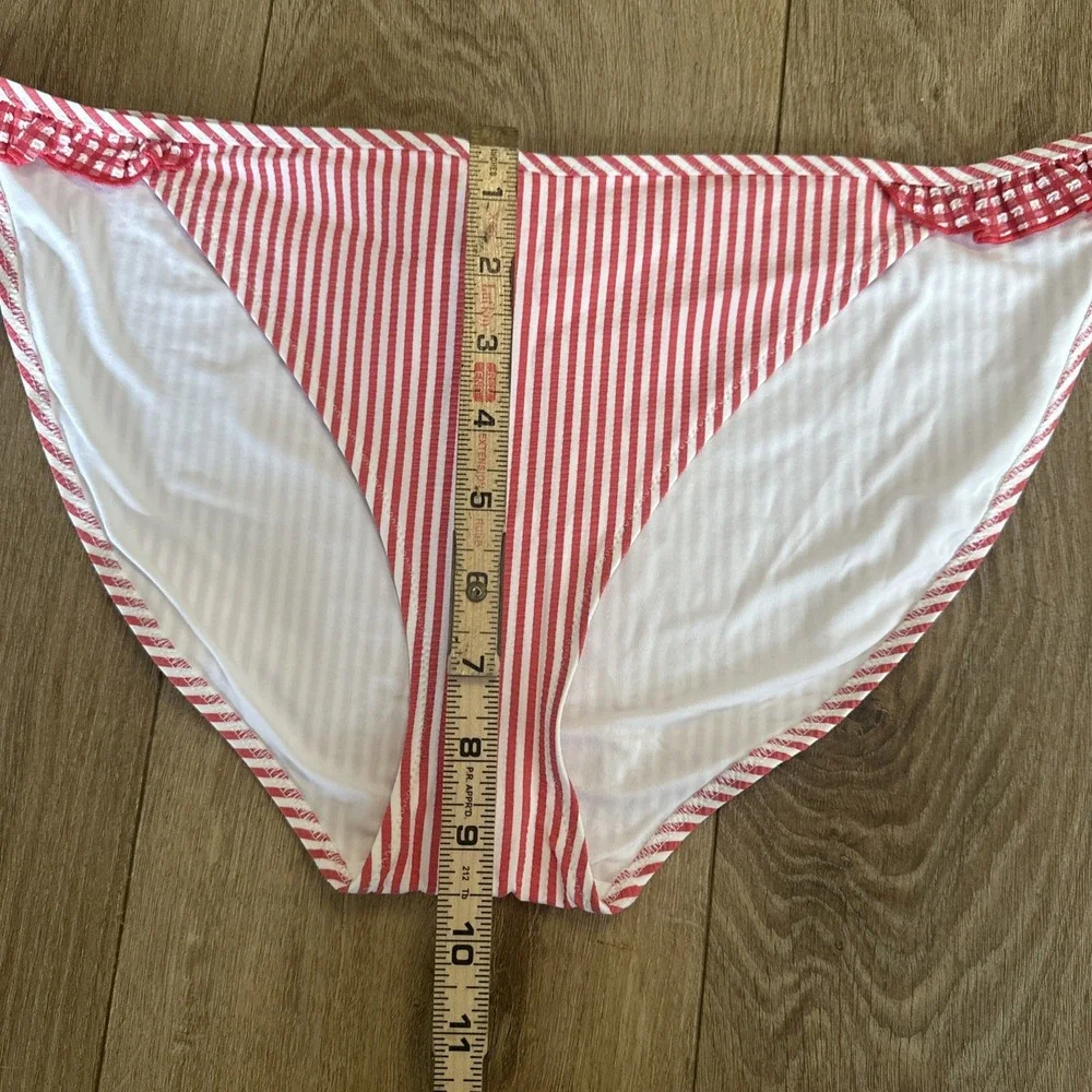 Aerie Women's Red Stripe Ruffle Sides Bikini Bottoms Size‎ XL NWOT